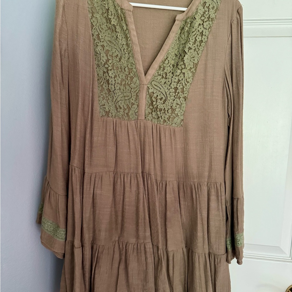 JODIFL Tan Textured Dress NWOT Size S